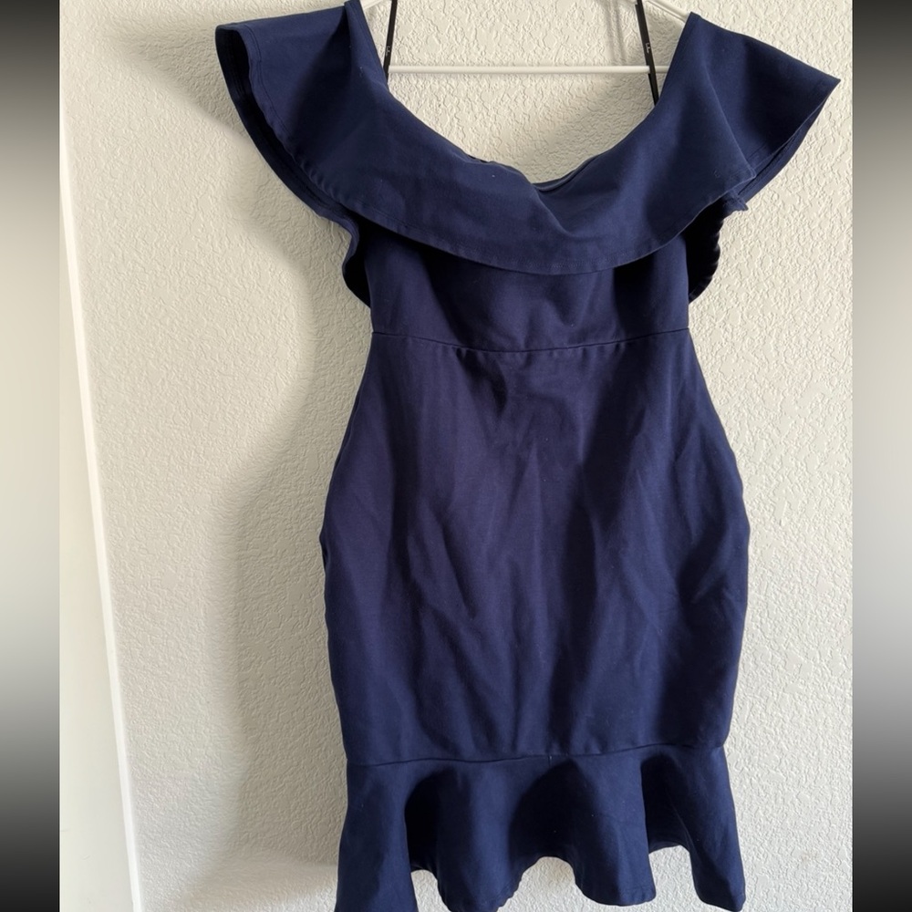 Lulu's Navy Blue Ruffle Dress